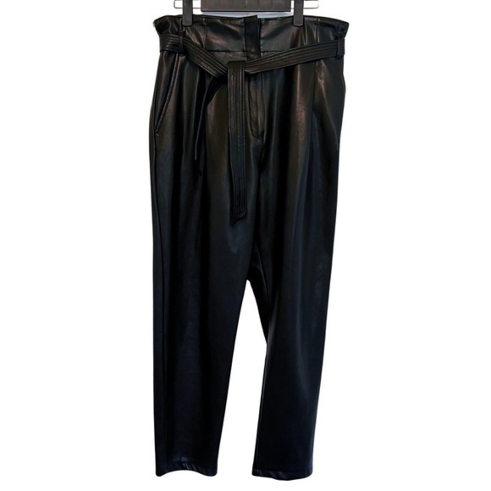 Black Faux Leather Women's Size 10 Dynamite Pants with Tie Belt